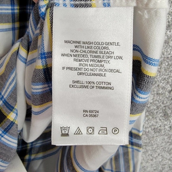 Columbia Button Down Shirt Mens Size XL Plaid‎ Long Sleeve Blue White Yellow - Picture 5 of 9